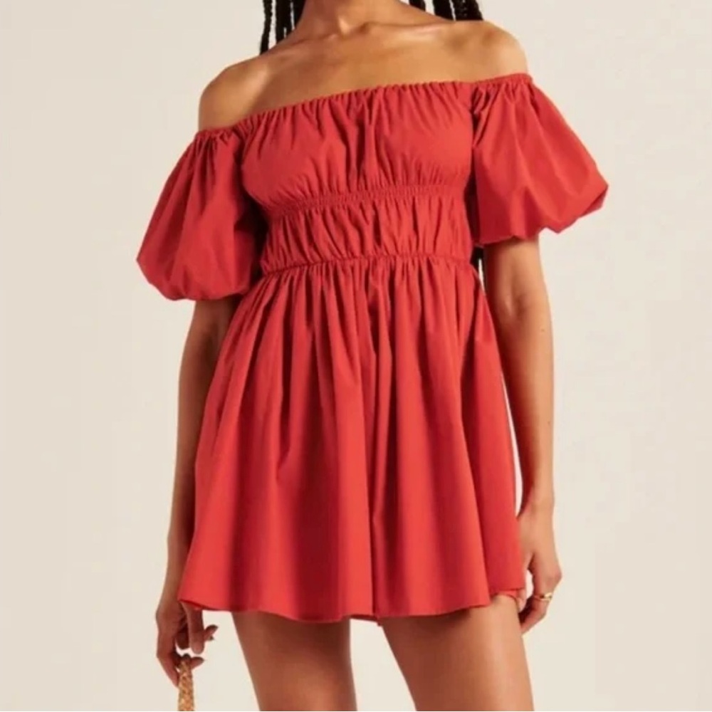 Abercrombie & Fitch Off the Shoulder Puff Sleeve Dress Small
